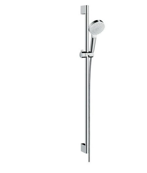Душевой гарнитур со штангой Hansgrohe коллекция Crometta EcoSmart 1jet 90 см хром/белый 26539400