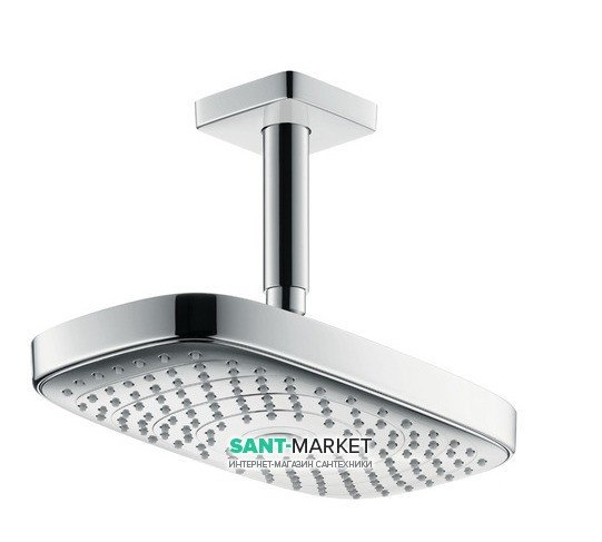 Верхний душ с тропическим душем Hansgrohe коллекция Raindance Select Е EcoSmart 300 2jet хром/белый 26608400