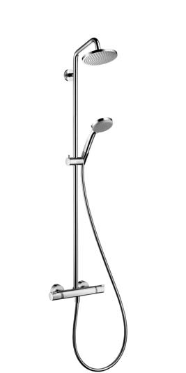 Душова система Hansgrohe колекція Croma Showerpipe EcoSmart 220 1jet з термостатом хром 27188000