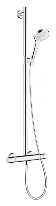 Душевой гарнитур со штангой Hansgrohe Croma Select S SemiPipe Multi EcoSmart 0.9 м с термостатом хром/белый 27249400