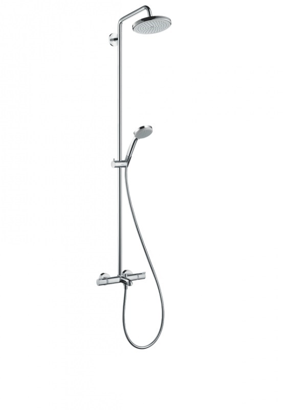 Душевая система Hansgrohe коллекция Croma Showerpipe 220 1jet с термостатом для ванны хром 27223000