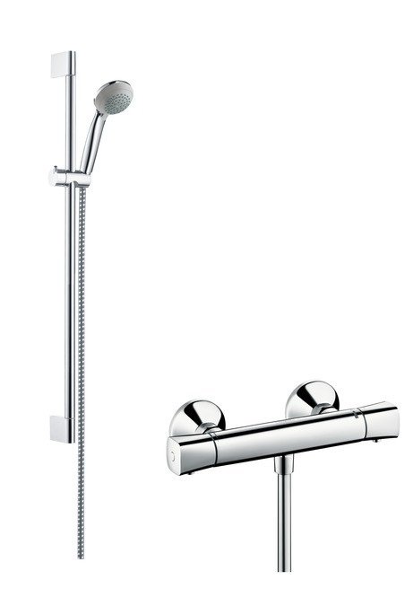 Душовий гарнітур зі штангою Hansgrohe колекція Crometta Vario 85 0.65 м з термостатом хром 27058000