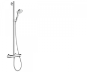 Душовий гарнітур зі штангою Hansgrohe колекція Croma Select S SemiPipe Multi 0.9 м з термостатом хром / білий 27247400