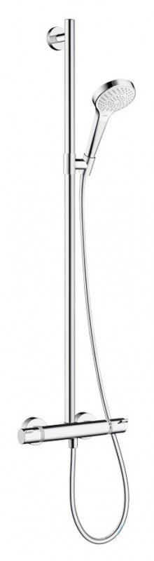 Душовий гарнітур зі штангою Hansgrohe Croma Select S SemiPipe Multi EcoSmart 0.9 м з термостатом хром / білий 27249400
