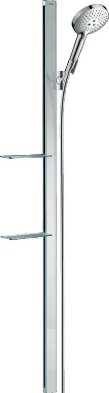 Душевой гарнитур со штангой Hansgrohe коллекция Raindance Select S 120 3jet 150 см и мыльницей хром/белый 27646400