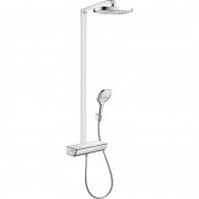Душевая система Hansgrohe коллекция Raindance Select E Showerpipe EcoSmart 300 2jet с термостатом хром/белый 27282400