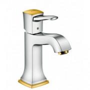 Змішувач для раковини одноважеля з донним клапаном Hansgrohe колекція Metropol Classic хром / золото 31300090