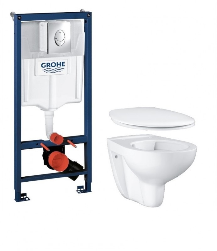 Набір 4 в 1 Grohe Bau Ceramic: підвісний унітаз з сидінням і кришкою + система інсталяції з панеллю змиву 39427CB0