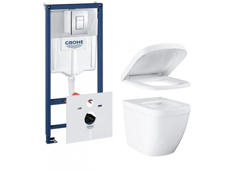 Набір 4 в 1 Grohe Euro Ceramic: підвісний унітаз з сидінням і кришкою + система інсталяції з панеллю змиву UA39206CB0