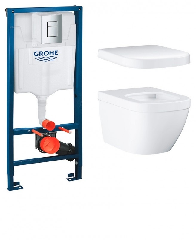 Набір 4 в 1 Grohe Euro Ceramic: підвісний унітаз з сидінням і кришкою + система інсталяції з панеллю змиву UA39328CB1