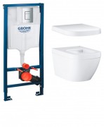 Набір 4 в 1 Grohe Euro Ceramic: підвісний унітаз з сидінням і кришкою + система інсталяції з панеллю змиву UA39328CB1