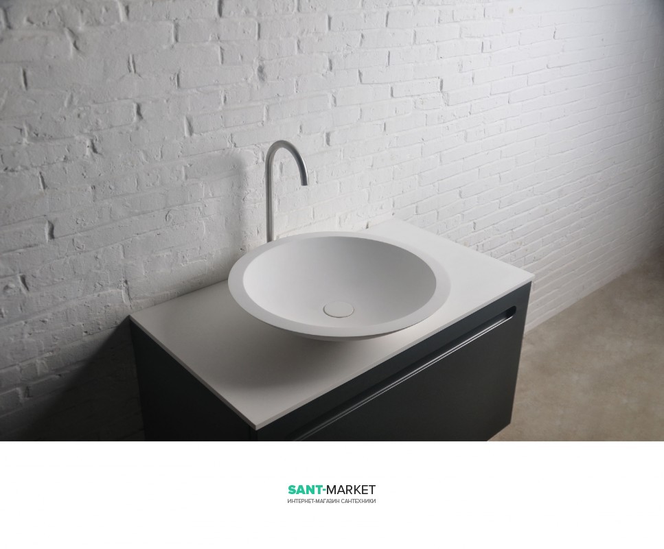 Раковина накладна кругла Volle Solid surface кам'яна 13-40-856