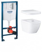 Набір 4 в 1 Grohe Euro Ceramic: підвісний унітаз з сидінням і кришкою + система інсталяції з панеллю змиву UA39328CB1