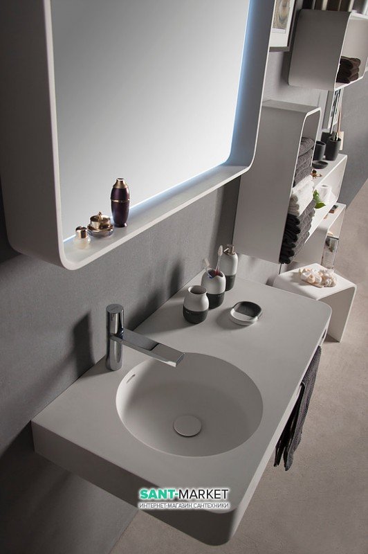 Раковина для ванної на тумбу умивальник-стільниця Volle Solid surface 13-40-742