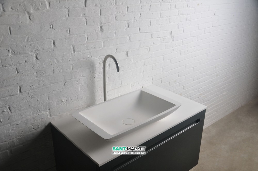 Раковина накладна прямокутна Volle Solid surface кам'яна 13-40-859