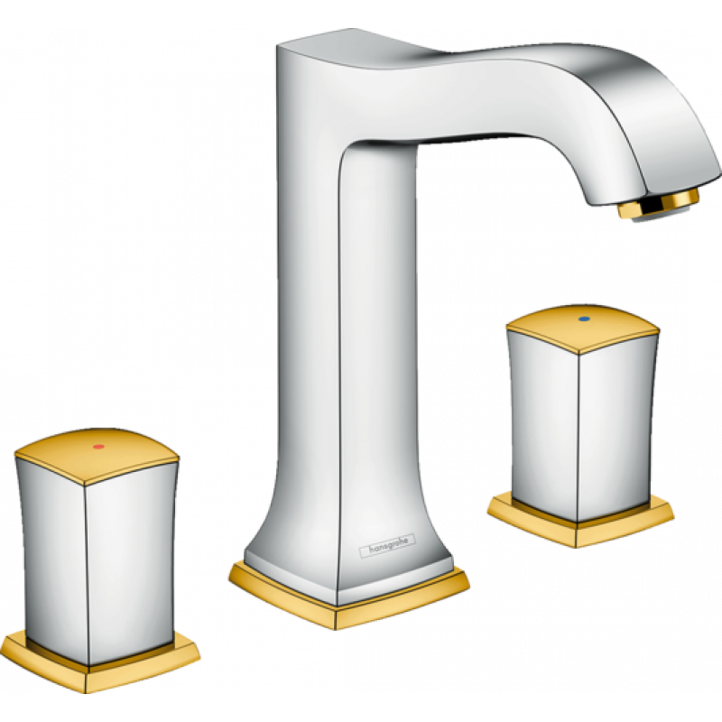 Смеситель для раковины двухвентильный встраиваемый Hansgrohe коллекция Metropol Classic хром/золото 31305090