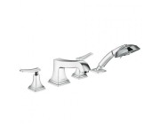 Смеситель двухрычажный на борт ванны с душем Hansgrohe коллекция Metropol Classic хром 31441000