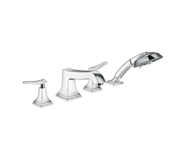 Смеситель двухрычажный на борт ванны с душем Hansgrohe коллекция Metropol Classic хром 31441000