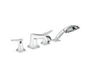 Смеситель двухрычажный на борт ванны с душем Hansgrohe коллекция Metropol Classic хром 31441000