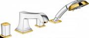 Смеситель двухвентильный на борт ванны с душем Hansgrohe коллекция Metropol Classic хром/золото 31315090