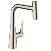 Смеситель для кухни с выдвижной лейкой однорычажный Hansgrohe коллекция Metris Select сталь 14857800