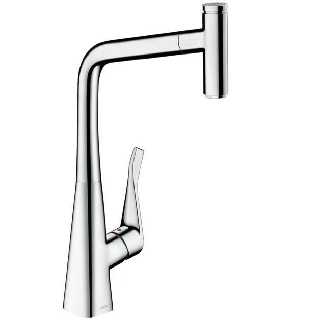 Смеситель для кухни с выдвижной лейкой однорычажный Hansgrohe коллекция Metris Select хром 14884000