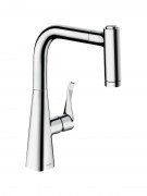 Смеситель для кухни с выдвижной лейкой однорычажный Hansgrohe коллекция Metris хром 14834000