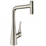 Смеситель для кухни с выдвижной лейкой однорычажный Hansgrohe коллекция Metris Select сталь 14884800