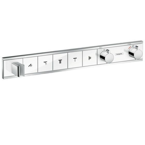 Змішувач для душа вбудований із термостатом для 5 споживачів Hansgrohe колекція RainSelect білий / хром 15358400
