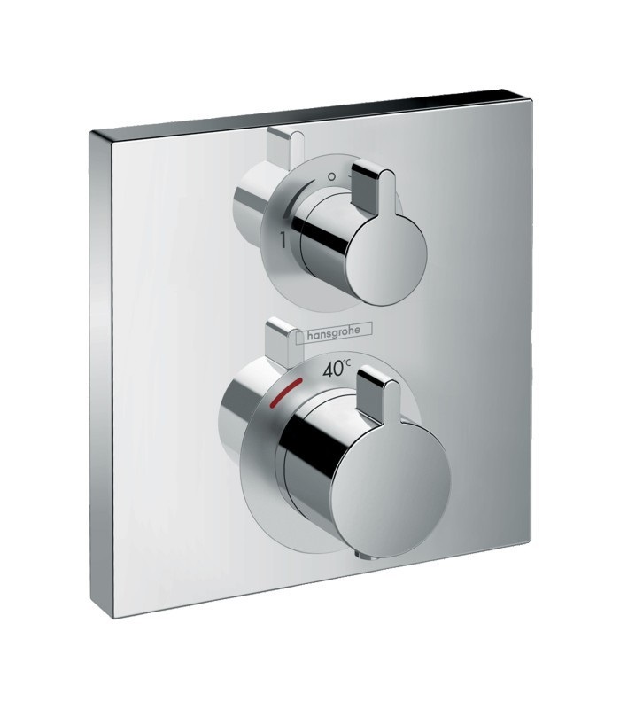 Смеситель для душа встраиваемый с термостатом на 2 потребителя Hansgrohe коллекция Ecostat Square хром 15714000