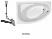 Ванна акрилова асиметрична Kolo колекція Spring 170х100х46.5 + Ніжки SN7 + Сифон Geberit левосторонняя XWA307100G