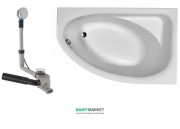 Ванна акрилова асиметрична Kolo колекція Spring 160х100х46.5 + Ніжки SN7 + Сифон Geberit правобічна XWA306000G