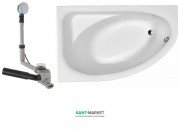 Ванна акрилова асиметрична Kolo колекція Spring 160х100х46.5 + Ніжки SN7 + Сифон Geberit левосторонняя XWA306100G