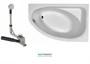 Ванна акрилова асиметрична Kolo колекція Spring 160х100х46.5 + Ніжки SN7 + Сифон Geberit правобічна XWA306000G