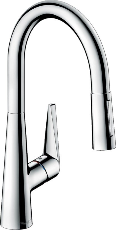 Смеситель для кухни с выдвижной лейкой однорычажный Hansgrohe коллекция Talis S хром 72813000