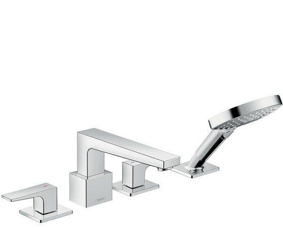 Смеситель двухрычажный на борт ванны с душем Hansgrohe коллекция Metropol хром 32553000