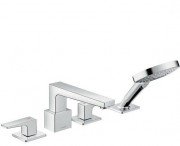 Смеситель двухрычажный на борт ванны с душем Hansgrohe коллекция Metropol хром 32553000