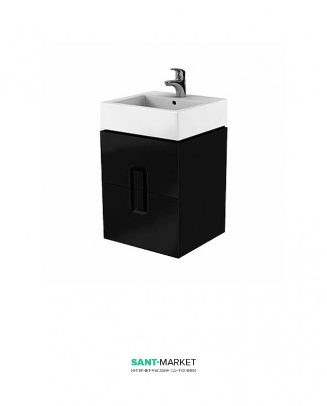 Тумба под раковину Kolo Twins 50 с двумя ящиками черный матовый 89491000