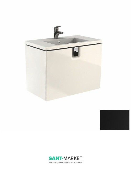 Тумба под раковину Kolo Twins 80 с одним ящиком черный матовый 89552000