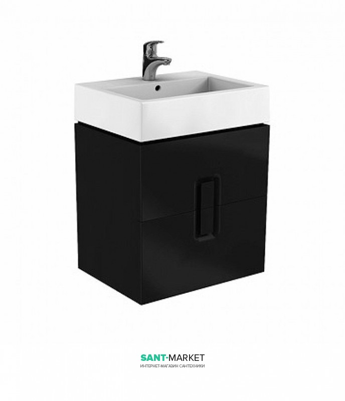 Тумба під раковину Kolo Twins 60 з двома ящиками чорний матовий 89494000