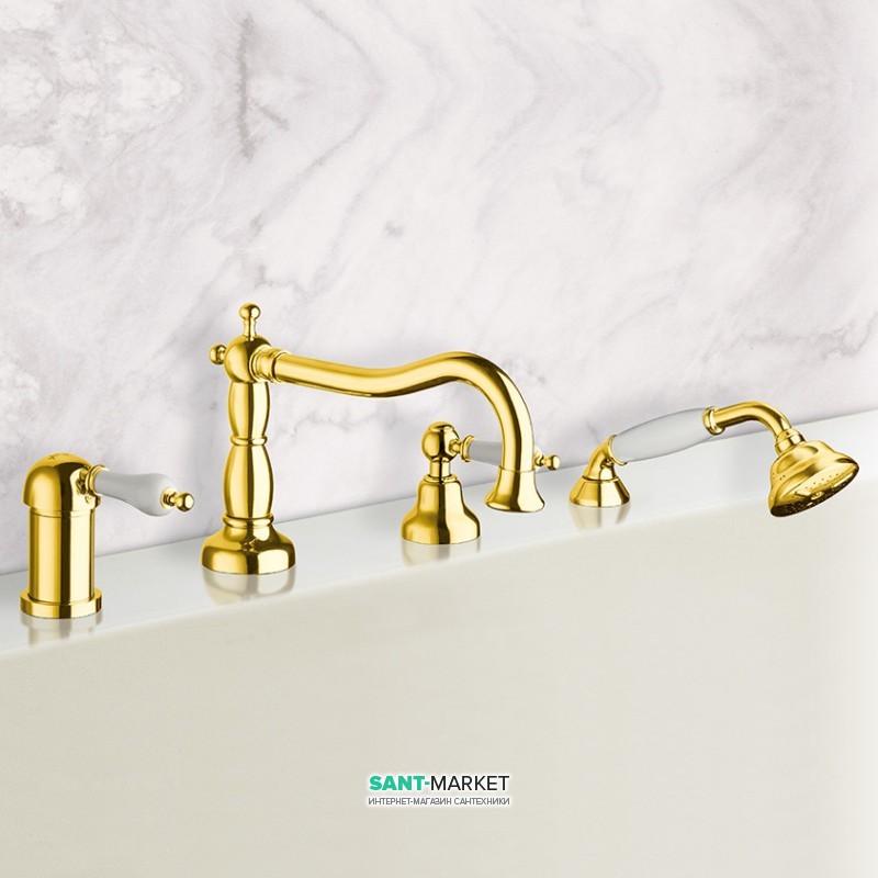 Змішувач одинважільний на борт ванни RESP CAESAR з душем золото 152.378.308 ORO