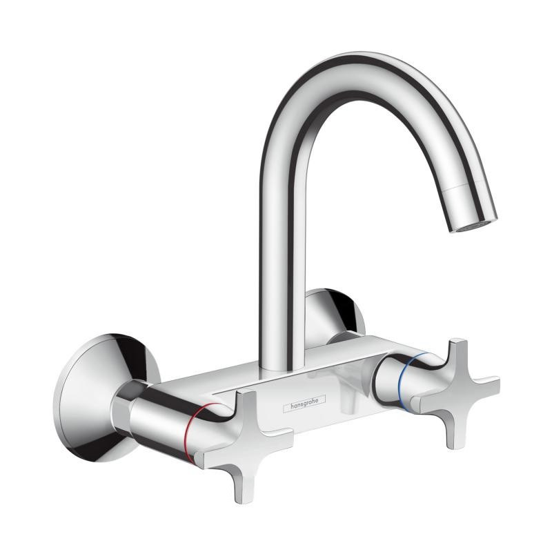 Смеситель для кухни настенный двухвентильный Hansgrohe коллекция Logis Classic хром 71286000