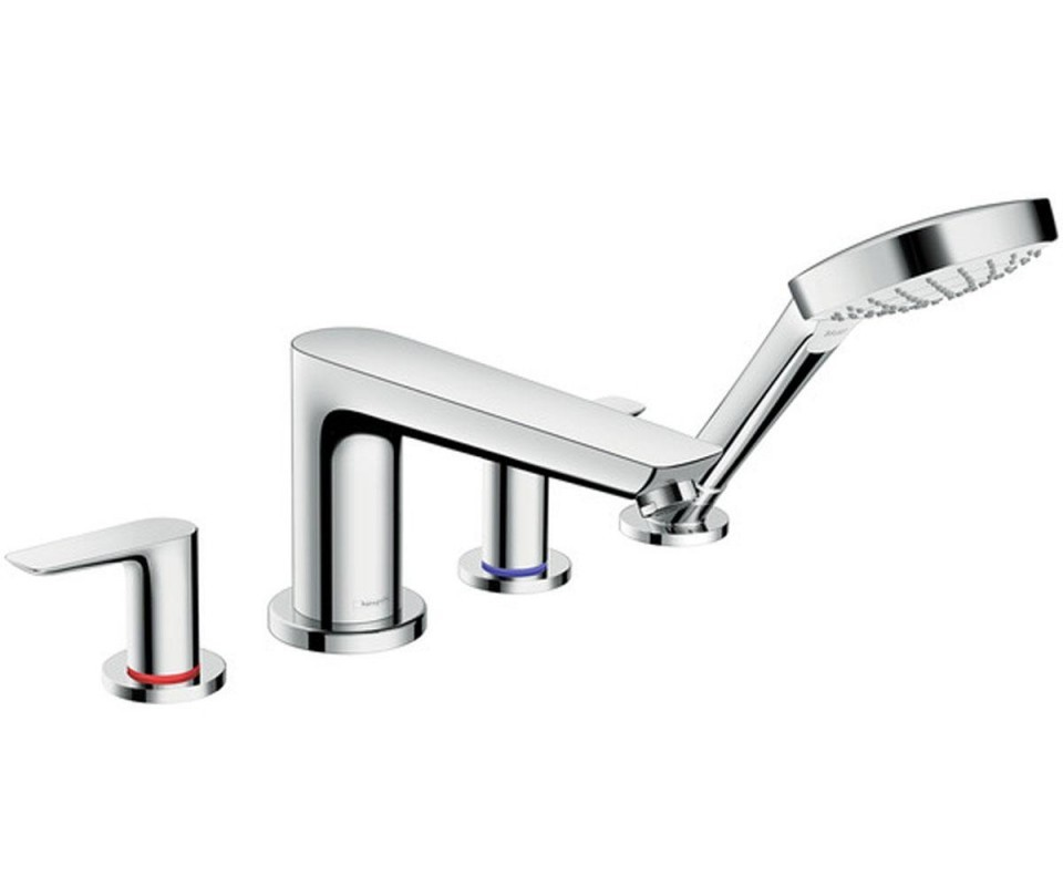 Смеситель двухрычажный на борт ванны с душем Hansgrohe коллекция Talis E хром 71748000