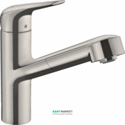 Змішувач для кухні одноважільний з витяжним виливом Hansgrohe колекція M42 нержавіюча сталь 71814800
