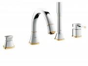 Змішувач одинважільний на борт ванни з душем Grohe Grandera хром / золото 19936IG0