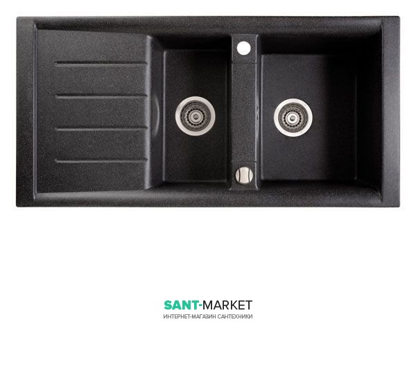 Мийка для кухні прямокутна Marmorin Profir 1 5k 1o врізна штучний камінь чорний 160 513 002