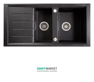 Мийка для кухні прямокутна Marmorin Profir 1 5k 1o врізна штучний камінь чорний 160 513 002