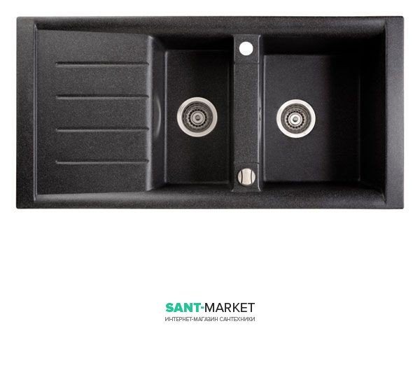 Мойка для кухни прямоугольная Marmorin Profir 1 5k 1o врезная  искусственный камень черный 160 513 002