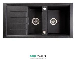 Мийка для кухні прямокутна Marmorin Profir 1 5k 1o врізна штучний камінь чорний 160 513 002