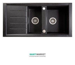 Мойка для кухни прямоугольная Marmorin Profir 1 5k 1o врезная  искусственный камень черный 160 513 002